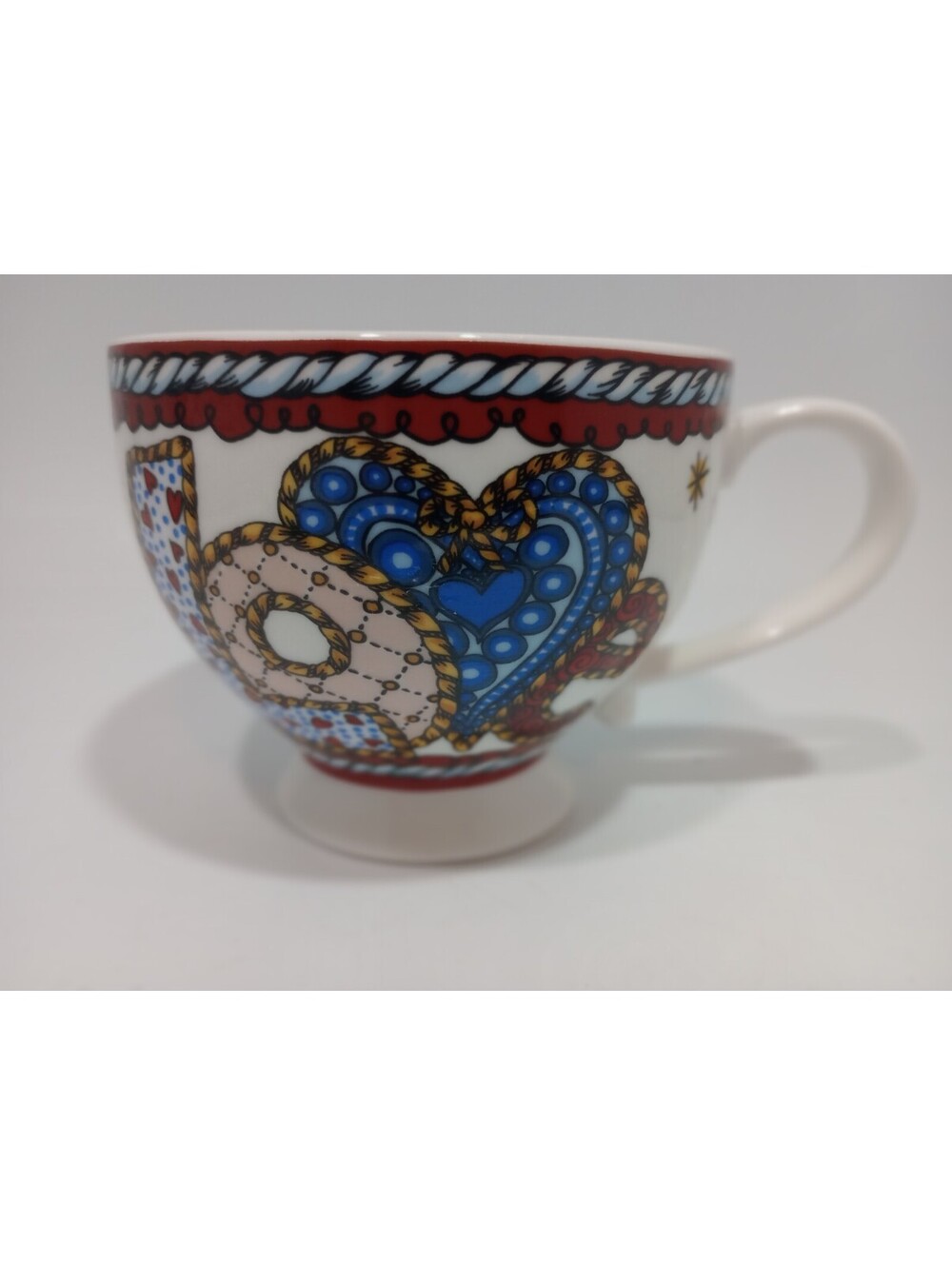 BRIGHTON Love Coffee Cup Large 12 oz Heart Patchwork